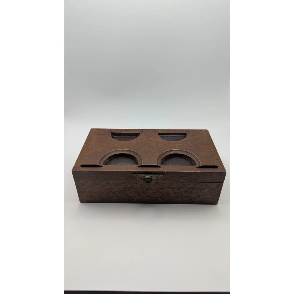 Vintage Japanese Brutalist Wooden Musical Jewelry Box Mid Century Modern Mustard